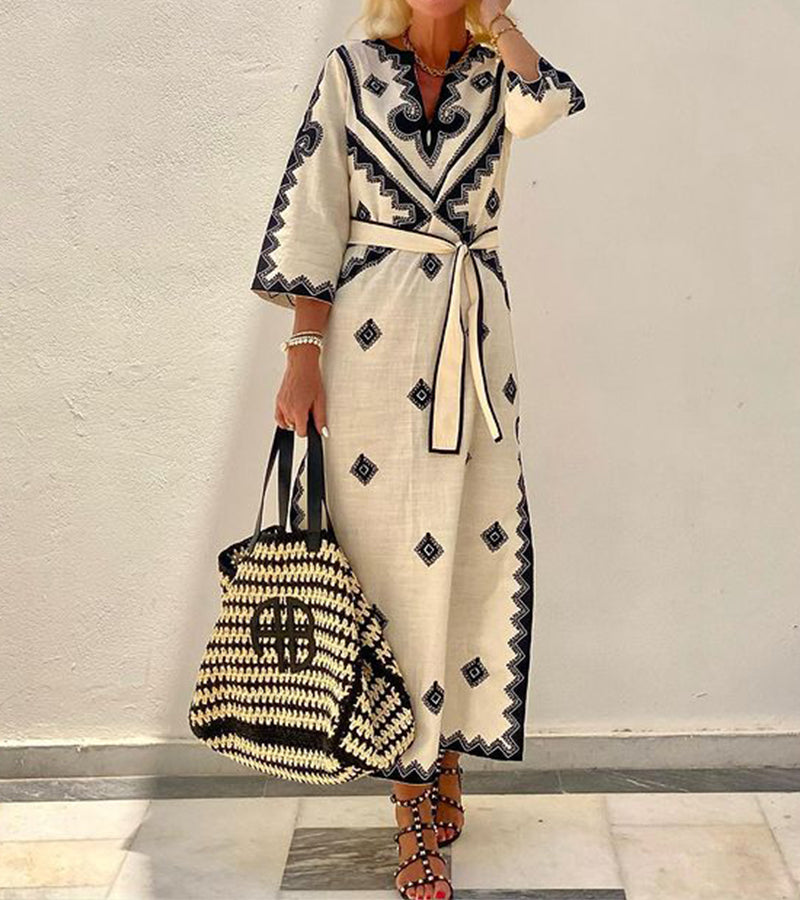 Zomerjurk Kaftan met Ceintuur Voor Vrouw - StudioMarella