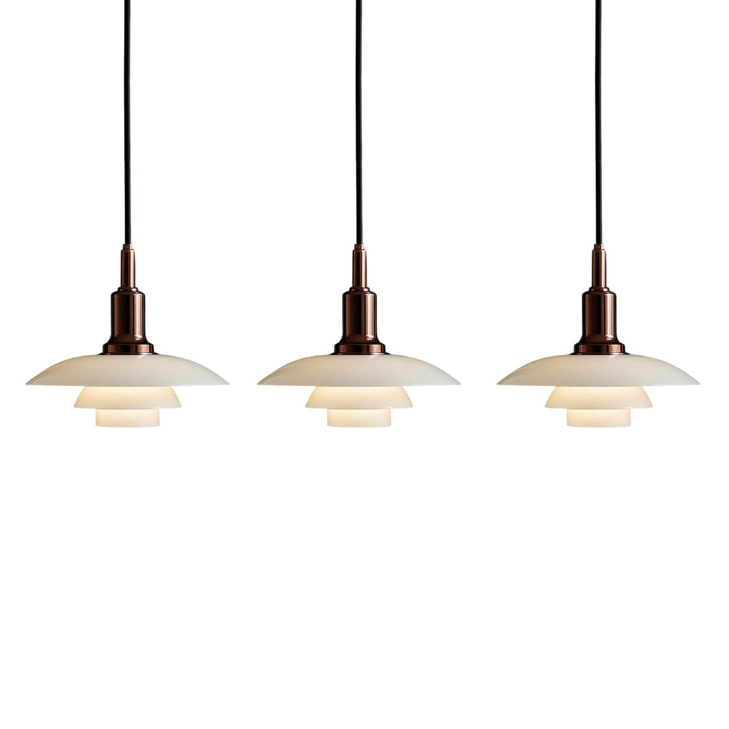 Deense design hanglamp 2/3 koppen glas metaal goud eetkamer keuken eiland Scandinavisch minimalistisch