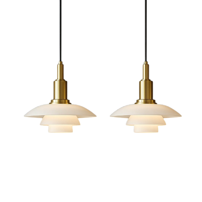 Deense design hanglamp 2/3 koppen glas metaal goud eetkamer keuken eiland Scandinavisch minimalistisch