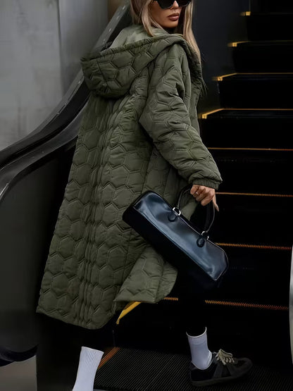 Dames Trenchcoat Zwart Lang Gewatteerd