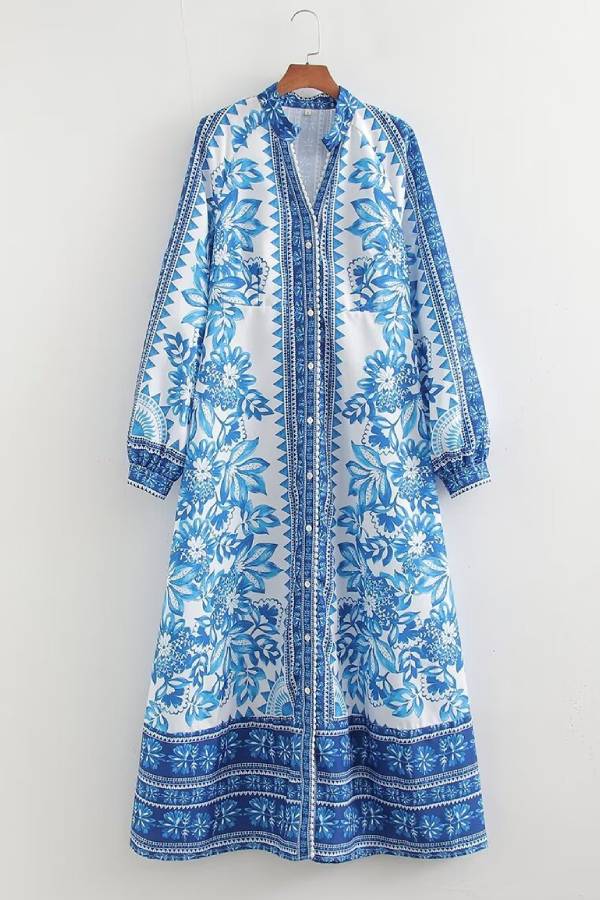 Isabella Jurk Lange Mouw Maxi Zwart