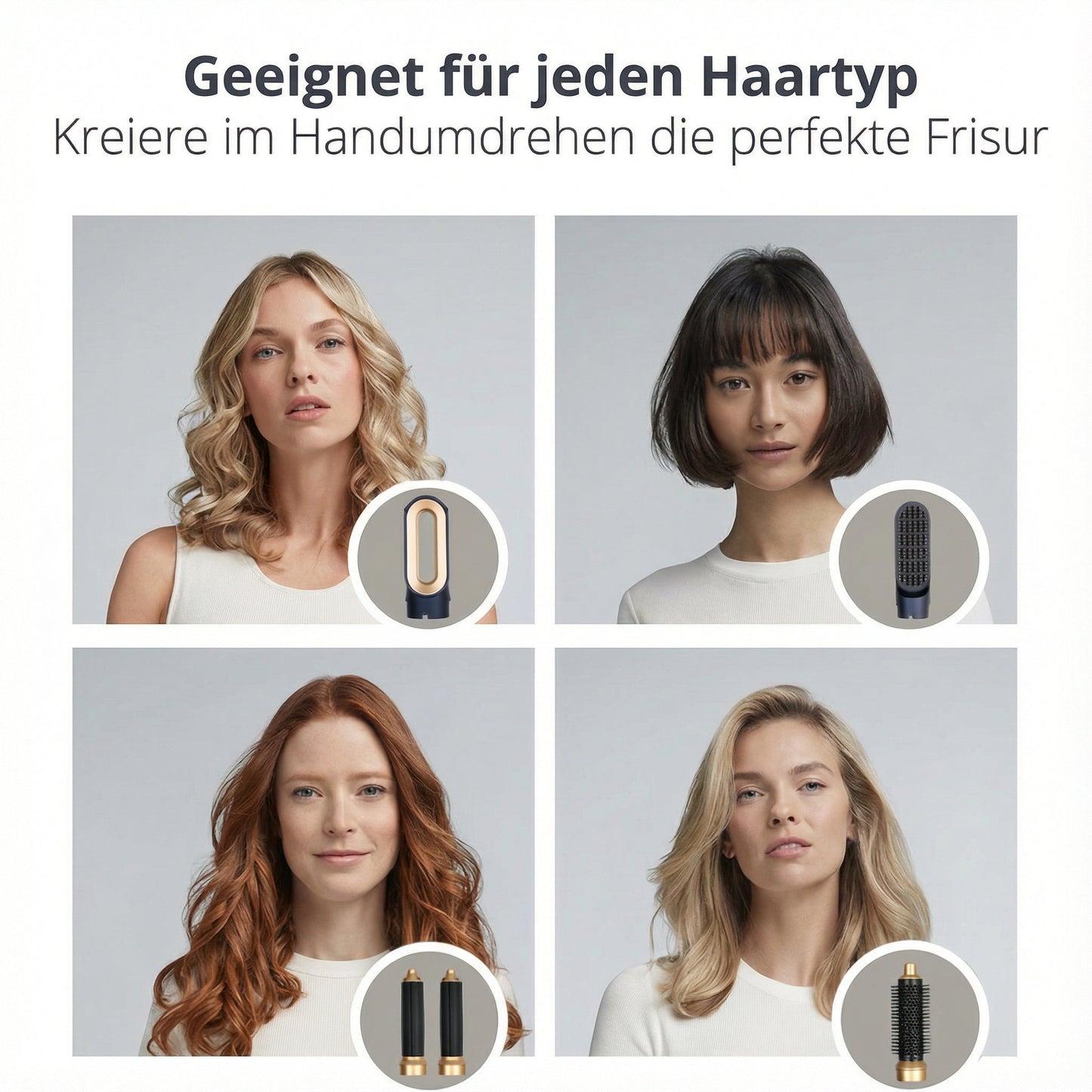 Haarstyler 5-in-1 1000W Ionen-Technologie Multifunctioneel Föhnen Stylen Krullen