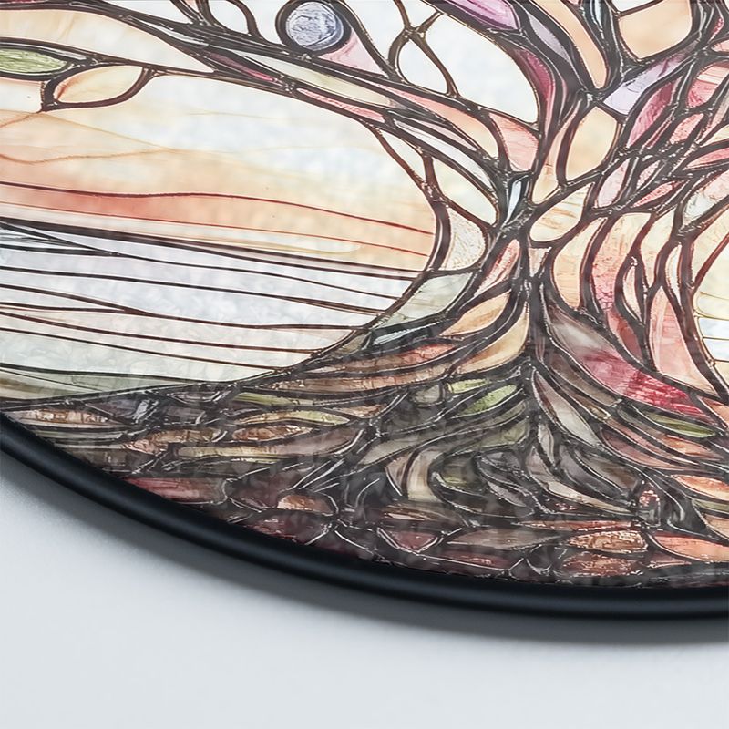 Handgemaakte Glas-in-Lood Levensboom Zonnevanger 15cm – Decoratieve Raamhanger met Symboliek