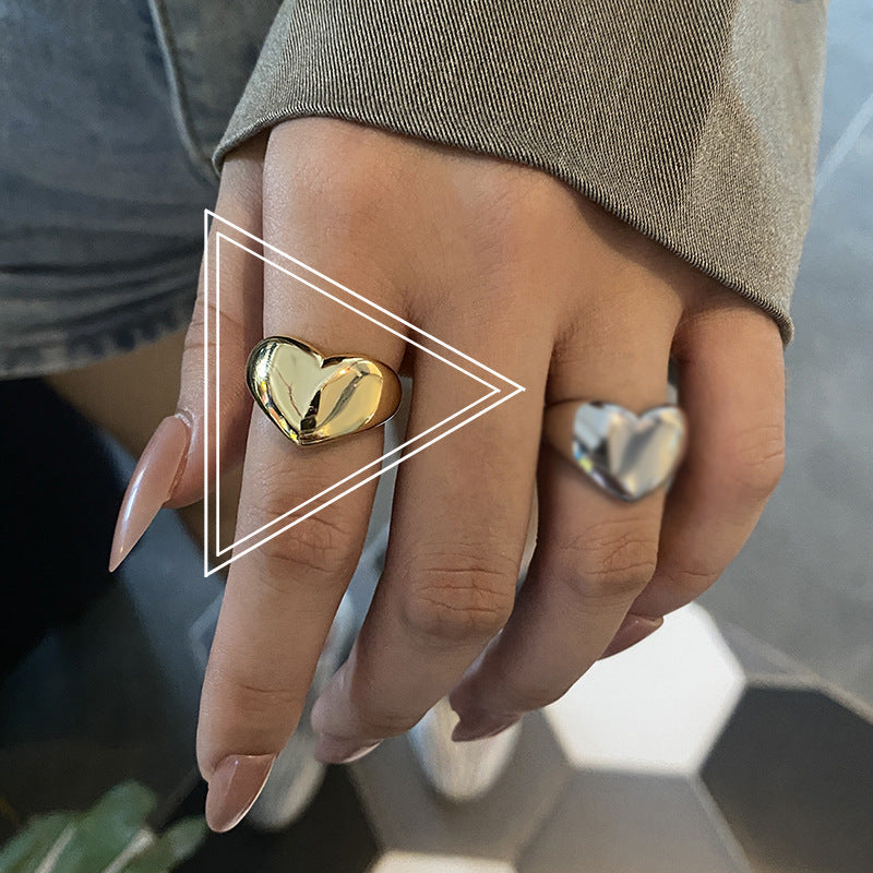 Dames Ring Hartvormig met Lelie Minimalistisch Zilver
