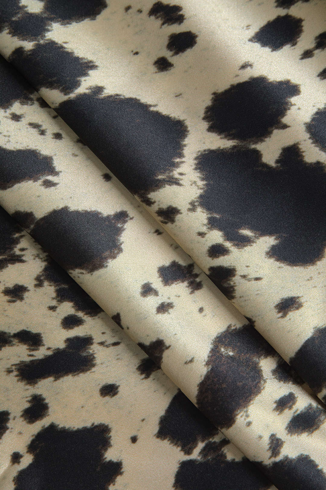 Satijn Midirok Hoge Taille Koeienvacht Print