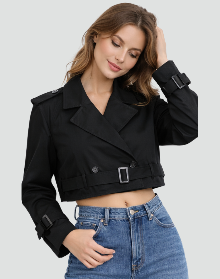 Korte Trenchcoat Dames Regular Fit Katoen