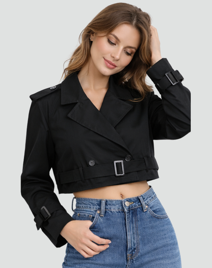 Korte Trenchcoat Dames Regular Fit Katoen