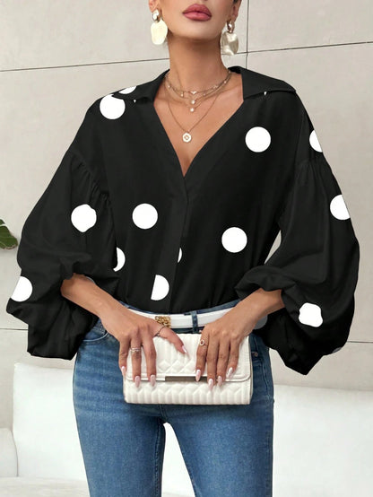 Dames Blouse Grote Polka Dot met Wijd Mouwen