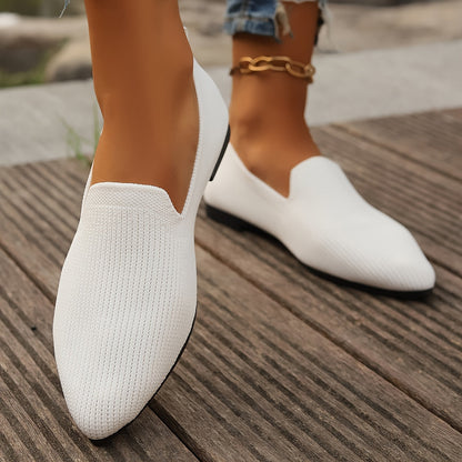 Dames Platte Loafers Comfortabele Gebreide Schoenen
