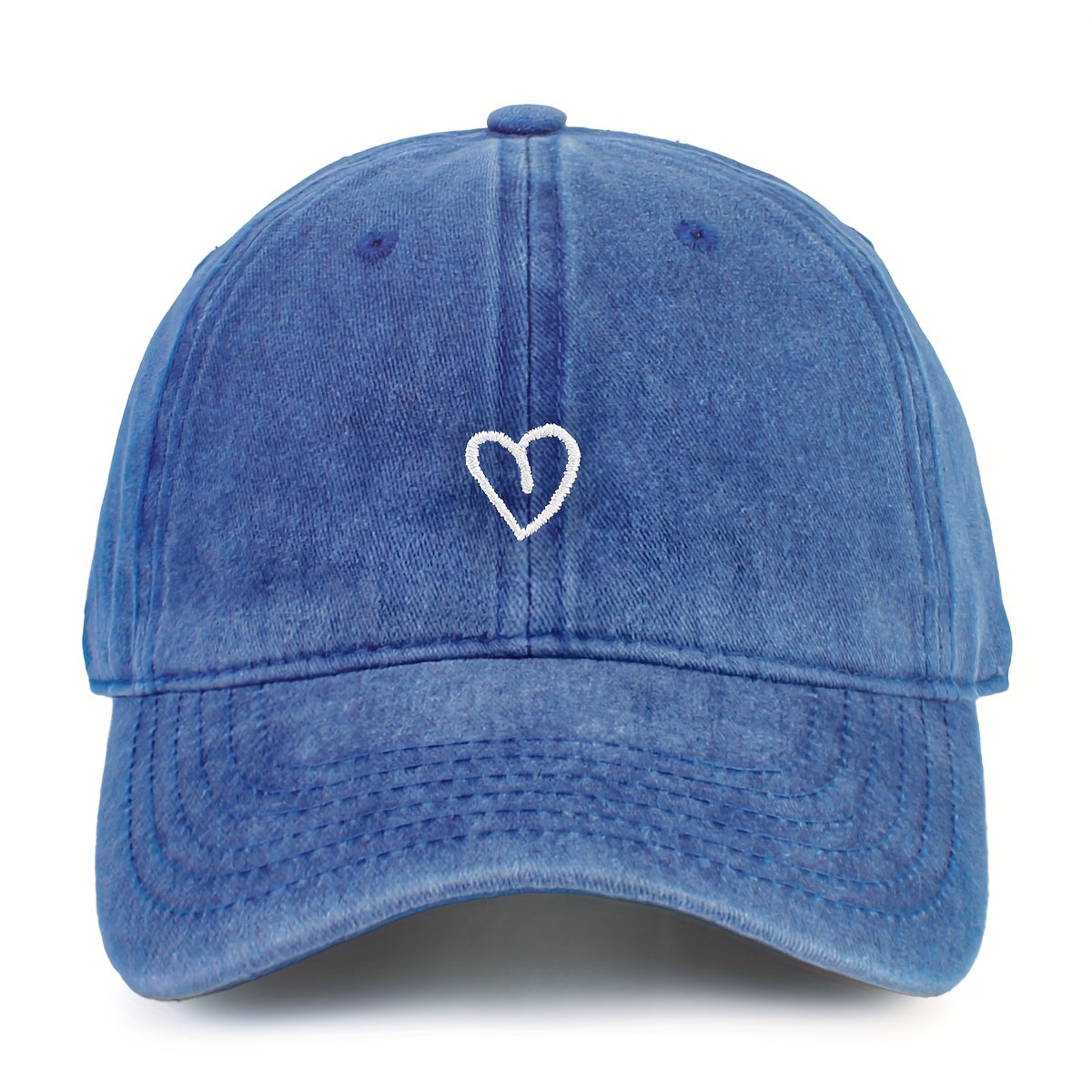 Vintage Baseballcap met Hartstiksel – Verstelbaar Katoen Gewassen Stijl Sportpet Zomerpet Dames Heren Casual Cap