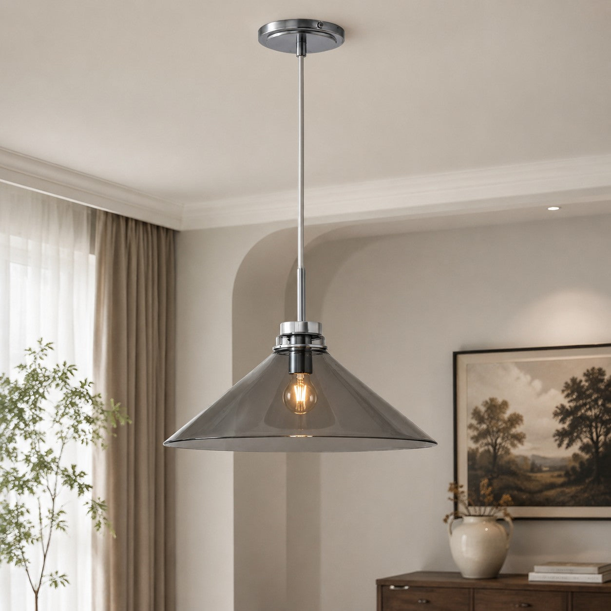 Kegelvormige Hanglamp in Landelijke Stijl - Dimbaar - Voor Keuken en Hal - Scandinavisch Geïnspireerd - Modern Farmhouse Verlichting