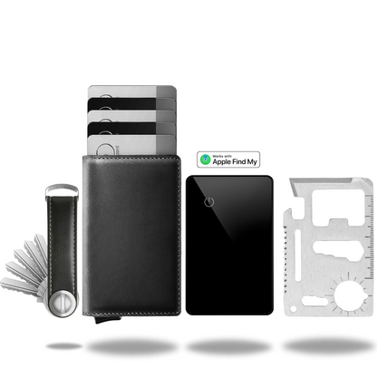 Portemonnee Leer Slim RFID Blokkering 14 Kaarten Aluminium Drukknop Handgemaakt Premium