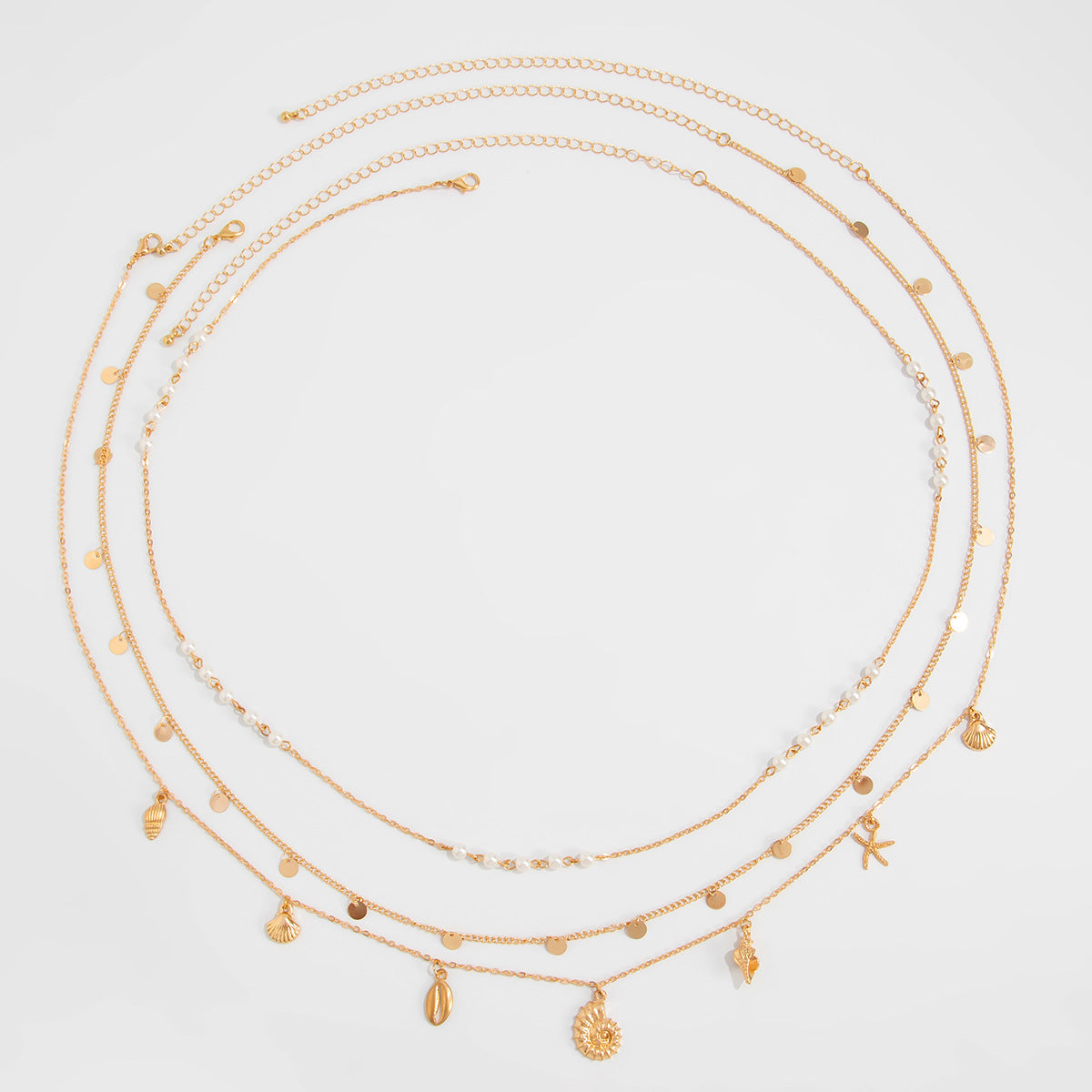 Zilveren Ketting met Parels en Schelpen voor Vrouw