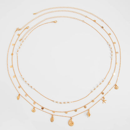 Zilveren Ketting met Parels en Schelpen voor Vrouw