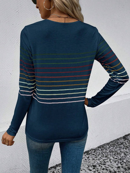 Dames T-shirt Lange Mouwen Streepjes Stijlvol Basic