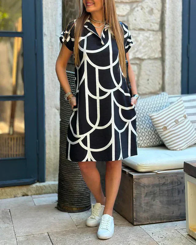 Midi Jurk Bloemprint Korte Mouwen Zomerjurk - StudioMarella