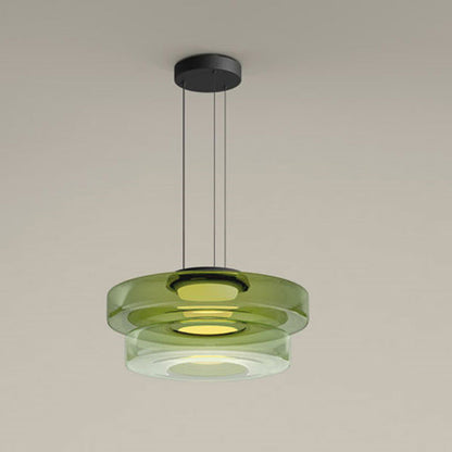 Hanglamp Glas LED Amber Groen Grijs Meerdere Lagen Woonkamer Eetkamer Keuken Moderne Plafondlamp Bauhaus Sfeer