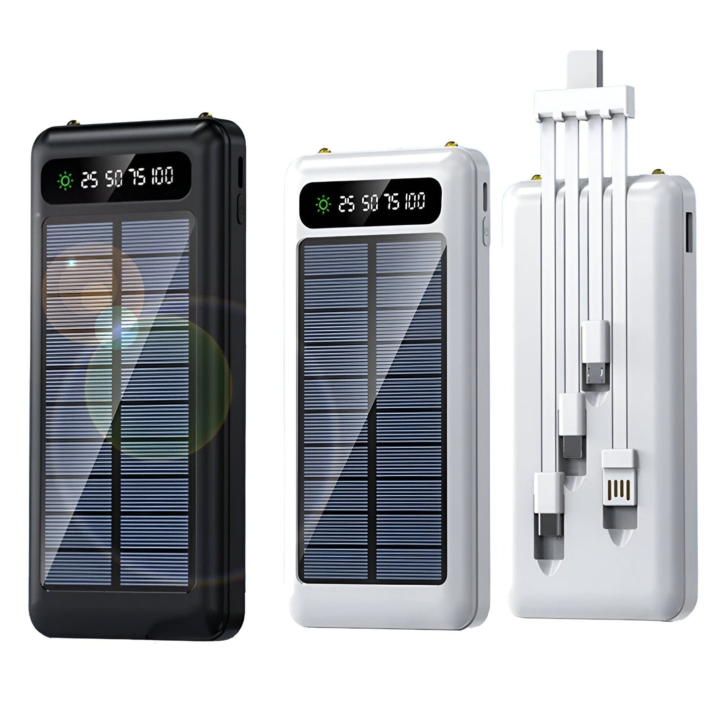 Draagbare Zonne-Energiebank 20.000mAh Externe Accu met LED-Display voor Smartphones Tablets Camping Reis Outdoor Opladen USB