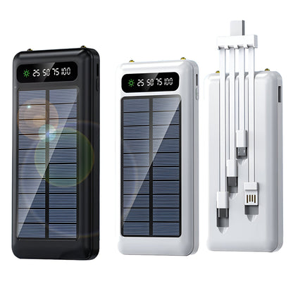 Draagbare Zonne-Energiebank 20.000mAh Externe Accu met LED-Display voor Smartphones Tablets Camping Reis Outdoor Opladen USB