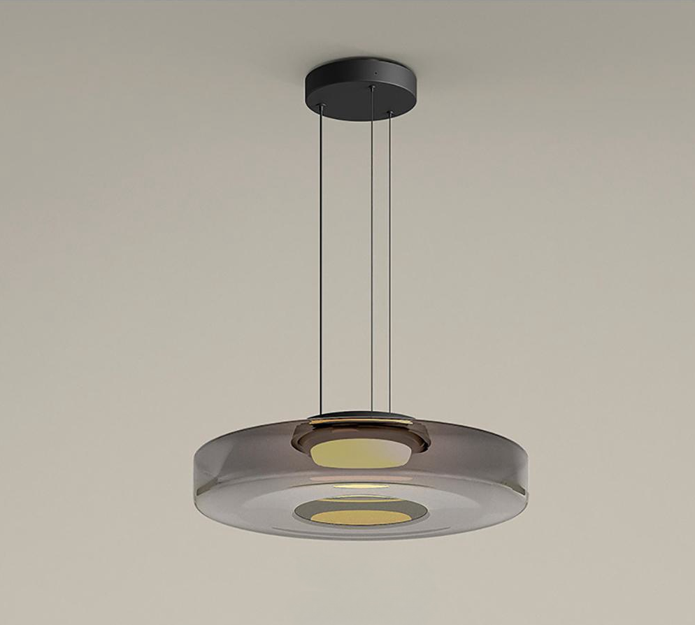 Zenor gelaagde hanglamp glas amber eetkamer woonkamer design verlichting modern gelaagd glaslamp