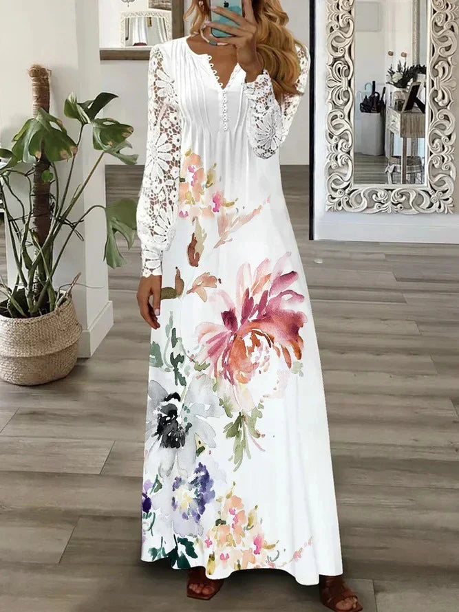 Vrouwelijke Zomerjurk Bloemenprint Korte Mouwen - StudioMarella
