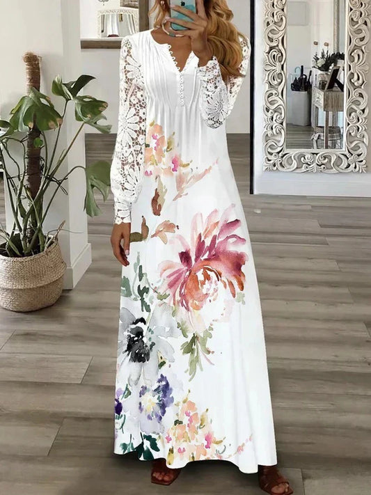 Vrouwelijke Zomerjurk Bloemenprint Korte Mouwen - StudioMarella