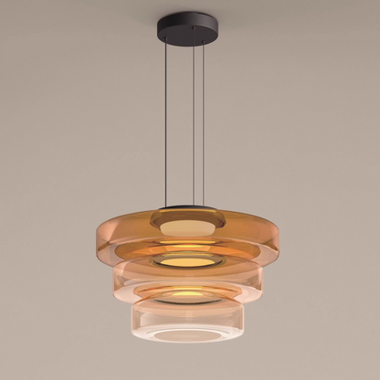 Hanglamp Glas Bauhaus Stijl LED 12W Rookgrijs Groen Amber 1-2-3 Lagen Woonkamer Keuken