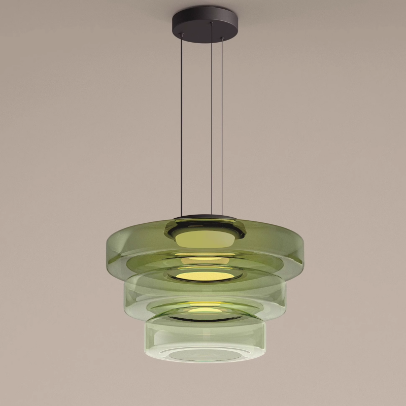 Hanglamp Glas LED Amber Groen Grijs Meerdere Lagen Woonkamer Eetkamer Keuken Moderne Plafondlamp Bauhaus Sfeer