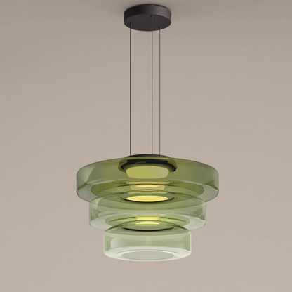 Hanglamp Glas LED Amber Groen Grijs Meerdere Lagen Woonkamer Eetkamer Keuken Moderne Plafondlamp Bauhaus Sfeer