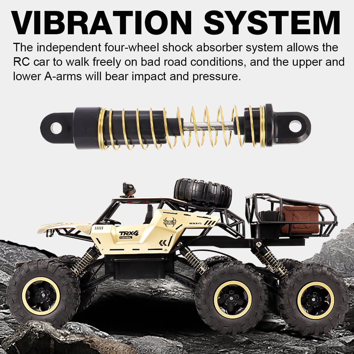 RC Monster Truck 6-Wiels Offroad met 2.4 GHz Afstandsbediening – Snelheid tot 52 km/u – Inclusief 2 Accu's voor Kinderen en RC-Fans