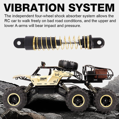 RC Monster Truck 6-Wiels Offroad met 2.4 GHz Afstandsbediening – Snelheid tot 52 km/u – Inclusief 2 Accu's voor Kinderen en RC-Fans
