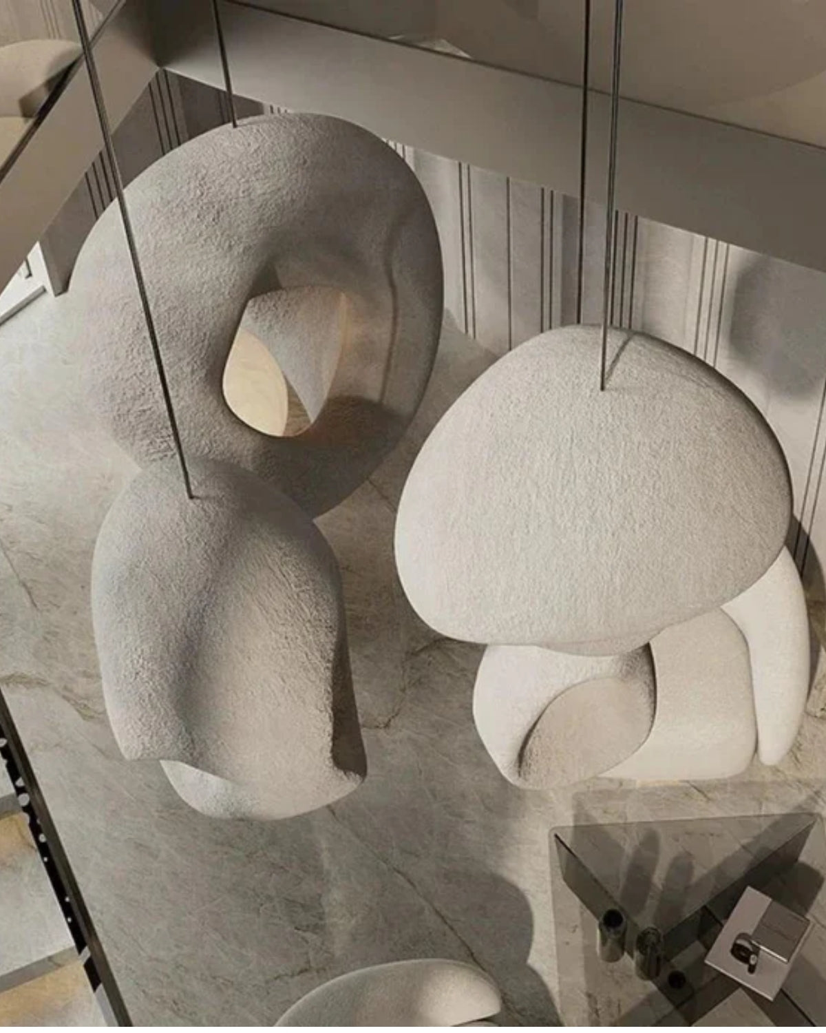 Organische Steen Hanglamp – Sculptural Elegantie voor Modern Interieur