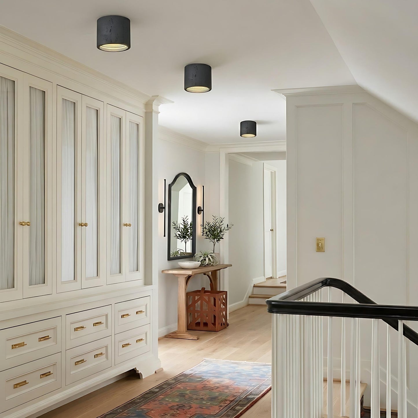 Cilindrische plafondlamp van travertijn – LED verlichting voor moderne interieurs