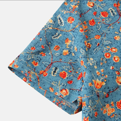 Mannen Overhemd Korte Mouwen Bloemenprint Zomer