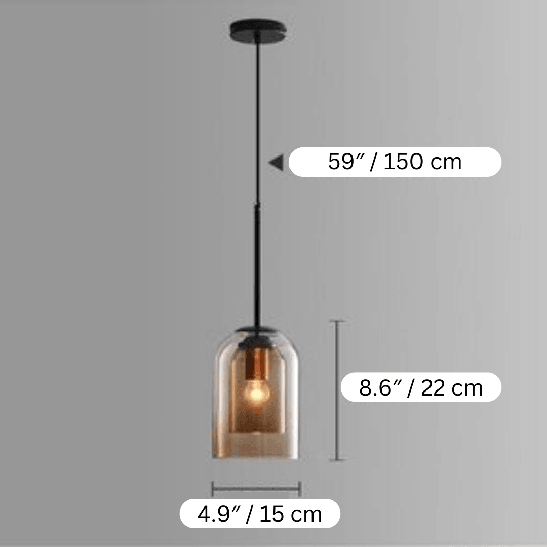 Scandinavische Glazen Hanglamp Slaapkamer Amber Grijs Nordic Minimalistisch Design Eetkamer Verlichting