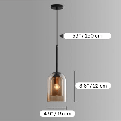 Scandinavische Glazen Hanglamp Slaapkamer Amber Grijs Nordic Minimalistisch Design Eetkamer Verlichting