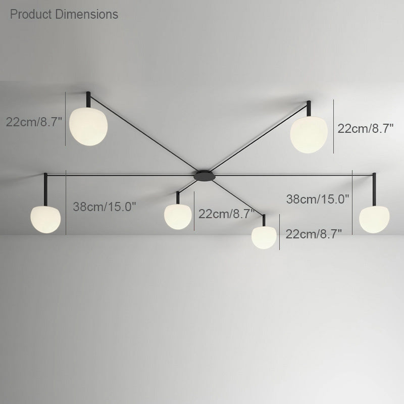 Plafondlamp Glazen Bollen Verstelbaar Metaal Wit Woonkamer Slaapkamer Modern