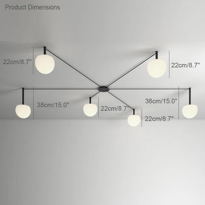Plafondlamp Glazen Bollen Verstelbaar Metaal Wit Woonkamer Slaapkamer Modern