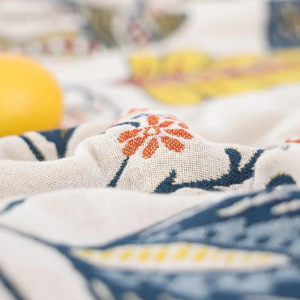 Jacquard Katoenen Plaid met Bloemenprint en Kwastjes – Zacht Reversibel Banklaken – Scandinavisch Geïnspireerde Woondeken
