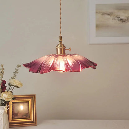 Sansoti | Cullivan Bloemvormige Hanglamp – Glazen Hanglamp met Gouden Fitting voor Woonkamer & Eetkamer