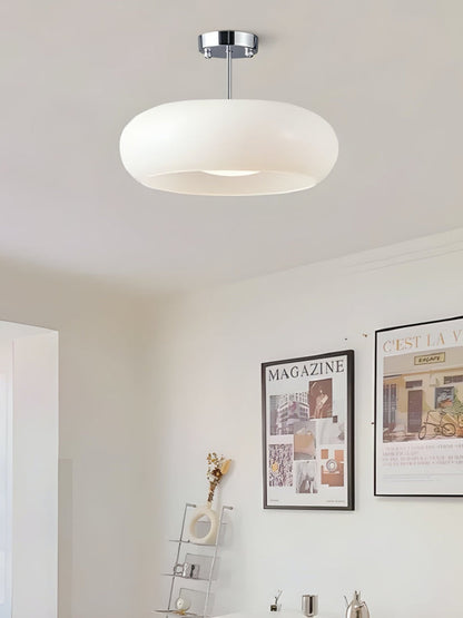Plafondlamp Glazen Schijf Bauhaus Design Messing of Chroom Oranjegeel of Wit Glas Retro Stijlvolle Verlichting