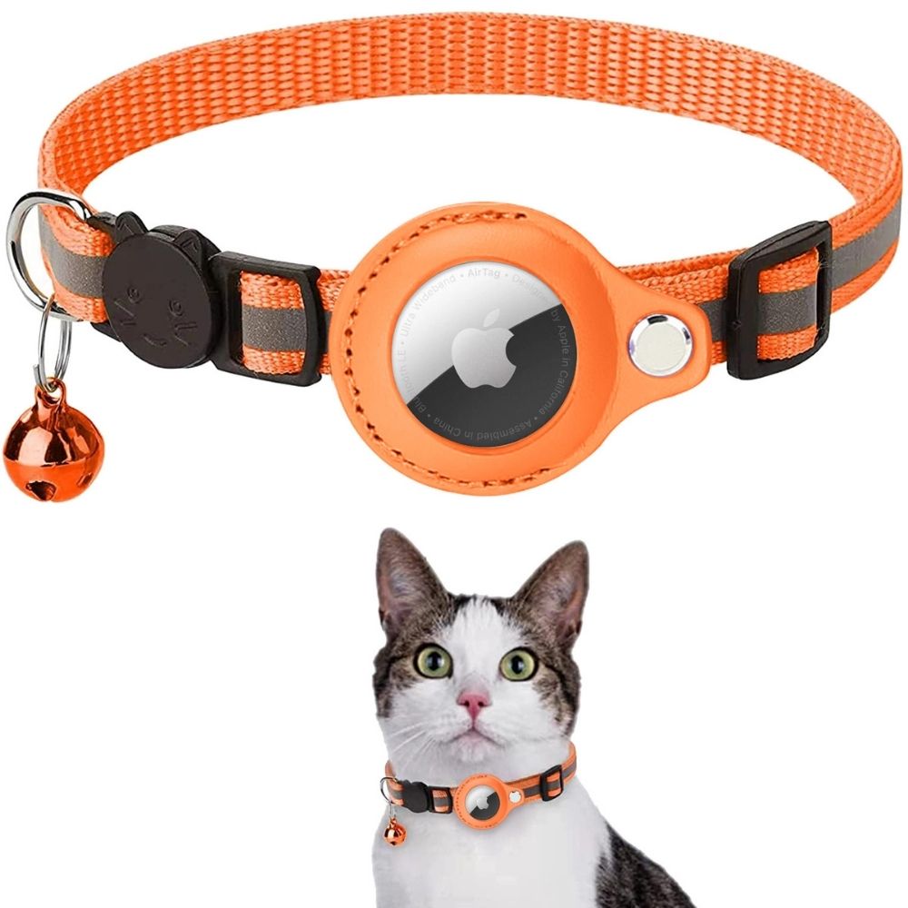 Veiligheidskat Halsband met Reflecterende Strepen en Snelsluiting | GPS Tracker Houder