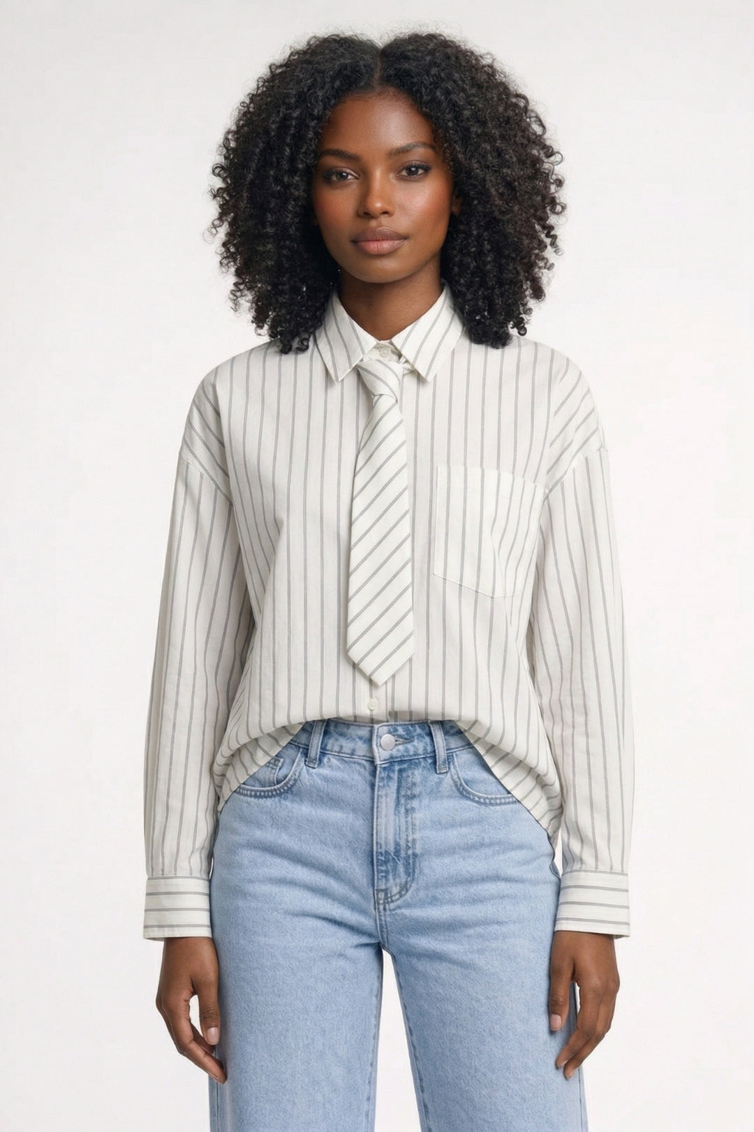 Dames Blouse Oversized Gestreept met Strik Detail