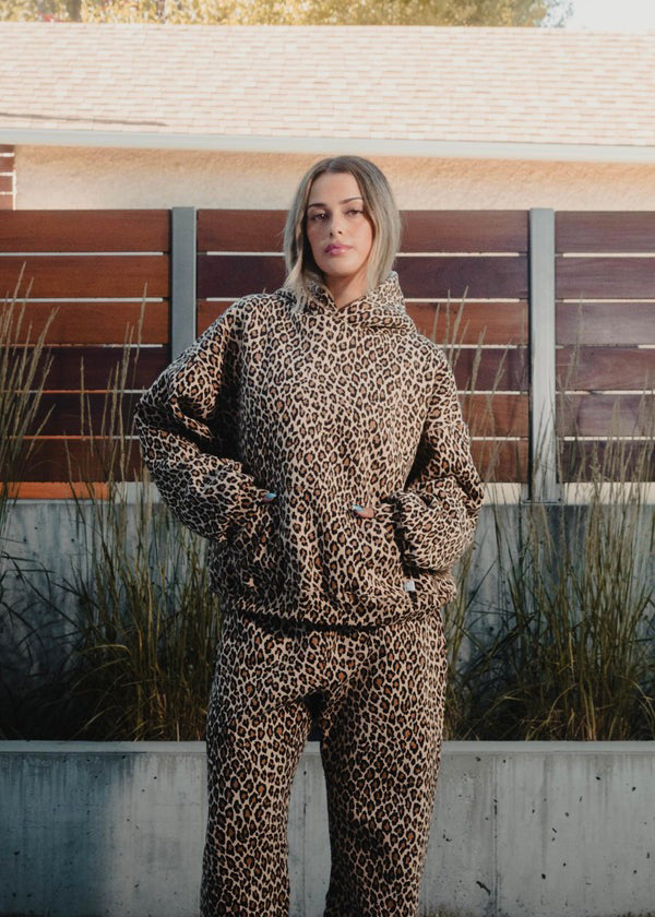 Luipaard Hoodie Met Kap Rood Zwart