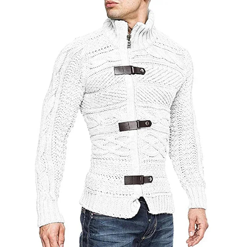 Gebreid Vest met Leren Details voor Heren