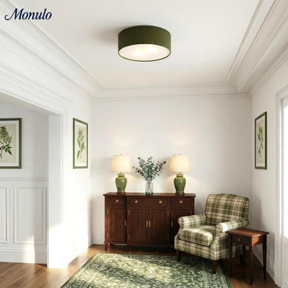 Plafondlamp met Linnen Kap – Drumvorm Ø30/45cm – Modern Scandinavisch Design – Elegante Verlichting Woonkamer Slaapkamer Eetkamer