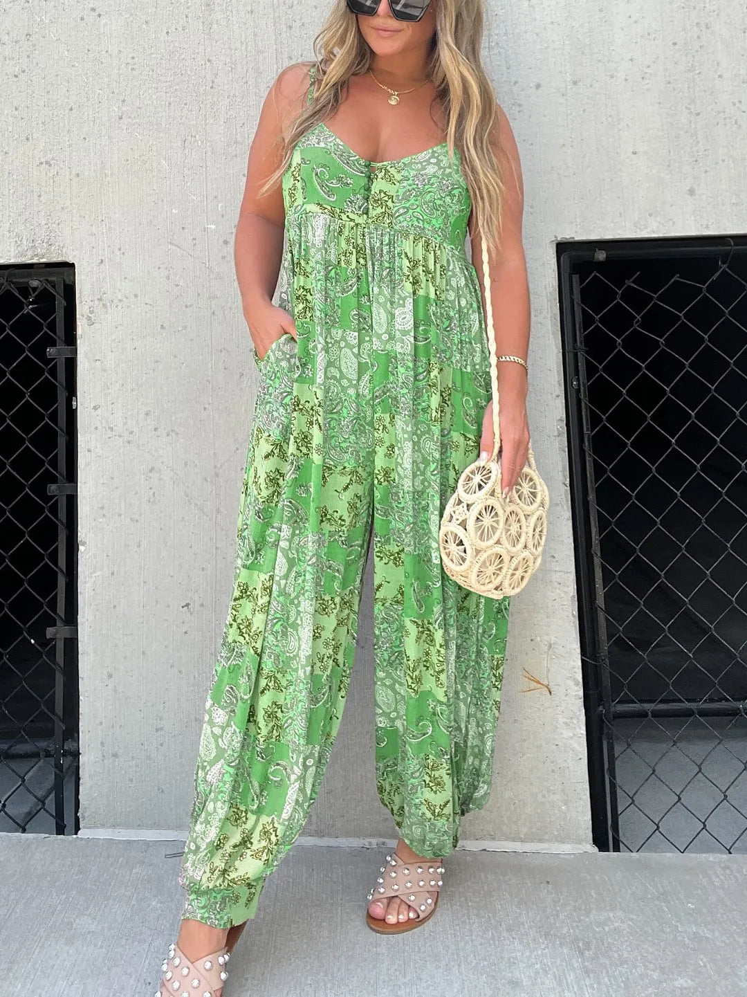 Zomer Jumpsuit met Kleurrijk Patchwork Print Casual Look