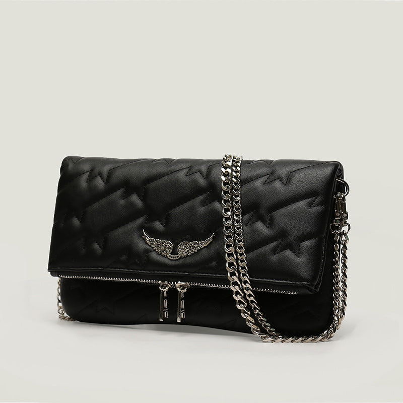 Dames Crossbody Tas met Vleugel Emblem en Sterren Patroon