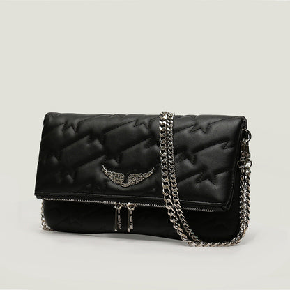 Dames Crossbody Tas met Vleugel Emblem en Sterren Patroon