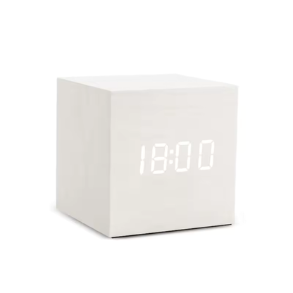 Digitale Wekker met LED-Lichtsensor en Stemactivatie – Compacte Kubusvorm met Multifunctioneel Display